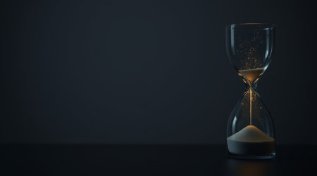 Hourglass on dark background. Time passing concept. 3D Rendering