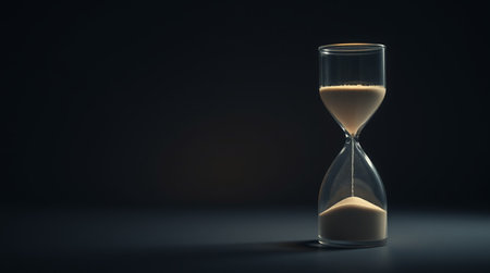 Hourglass on dark background. Time concept. 3D Rendering