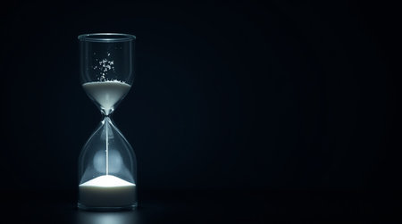 Hourglass on dark background. Time passing concept. 3D Rendering