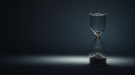 Hourglass on dark background. Time concept. 3D Renderingの写真素材