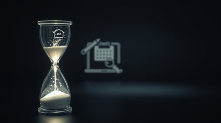Hourglass on dark background. Concept of time management. 3d rendering
