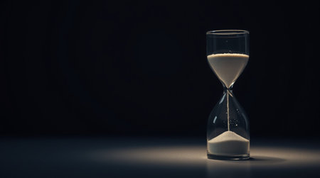 Hourglass on dark background. Time passing concept. 3D Rendering