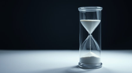 Hourglass on a black background. Time passing concept. 3D Rendering