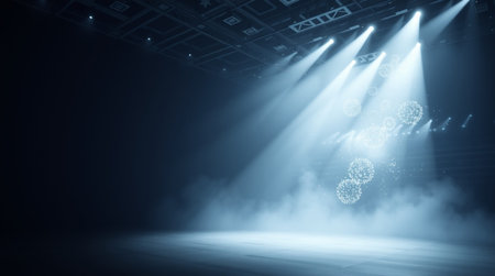 Stage Spotlight with smoke and spotlights, Stage Spotlight on a Stage, Stage Background