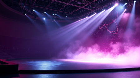 Stage Spotlight with smoke and spotlights, Stage Spotlight with Spotlights, Stage Background