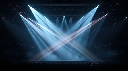 Stage Spotlight with Laser rays and smoke, Stage Spotlight on the Stage, Stage Background