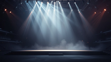 Stage Spotlight with Stage Podium Scene, Stage Spotlight on the Stage, Stage Background