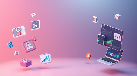 Conceptual image of data analytics and coding. 3d rendering