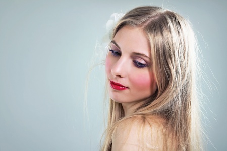 Portrait of a gentle young woman の写真素材