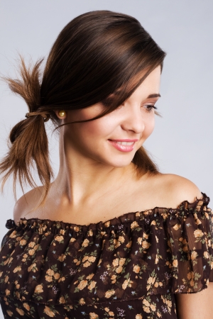 Portrait of a beautiful tender womanの写真素材