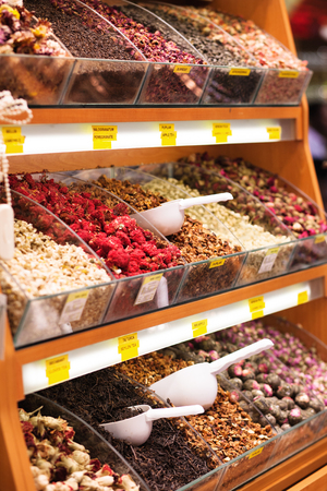 Tea herbs at bazaarの写真素材
