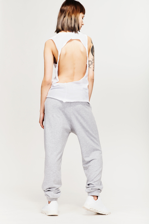 Young beautiful fashion girl in gray sporty outfitの写真素材