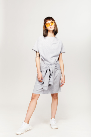 Young beautiful fashion girl's portraitの写真素材