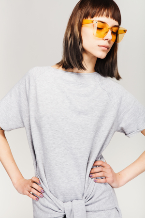 Young beautiful fashion girl's portraitの写真素材