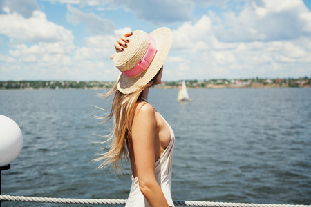 Beautiful woman on vacation at summer timeの写真素材