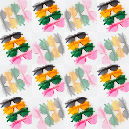 Kaleidoscopic pattern with colorful sunglasses