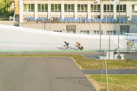Stadium with cycle race track in Kiev, Ukraine. Sport lifestyle concept. Horizontal image.の写真素材
