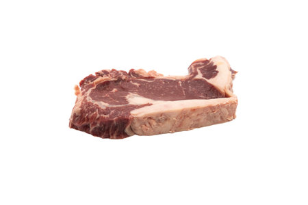 Raw beef steak isolated on a white background. Piece of meat.の写真素材