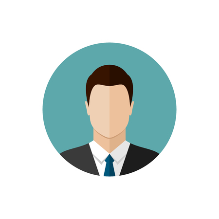 Circle flat style icon. Businessman. Man in business suit and tieのイラスト素材