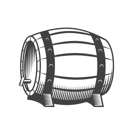 Wooden beer wine barrel isolated on a white backgroundのイラスト素材