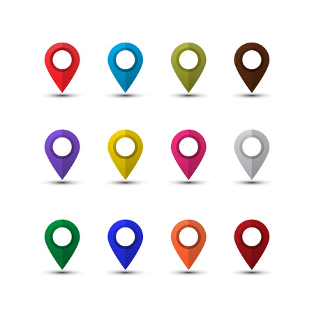Map pointers set isolated on a white background. Colorful map markers.のイラスト素材