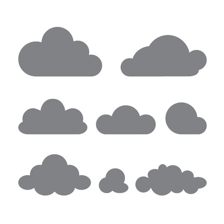Set of clouds of different forms isolated on a white background. Vector design templateのイラスト素材