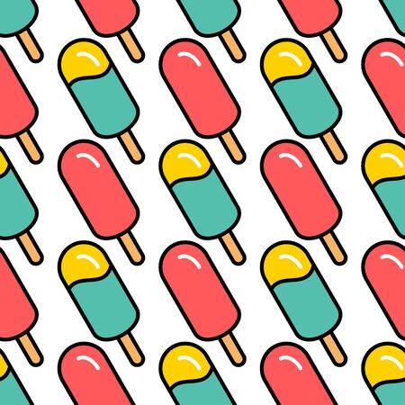 Ice cream seamless pattern. Cute colorful ice cream backgroundのイラスト素材