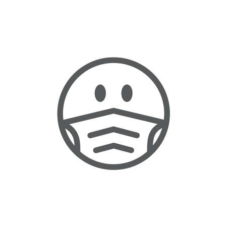 Emoji smile face in a medical maskのイラスト素材
