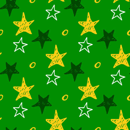 Seamless star pattern. Hand drawn sketch starsのイラスト素材