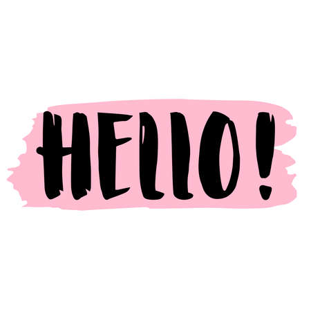 Vector handwritten text Hello isolated on white backgroundのイラスト素材