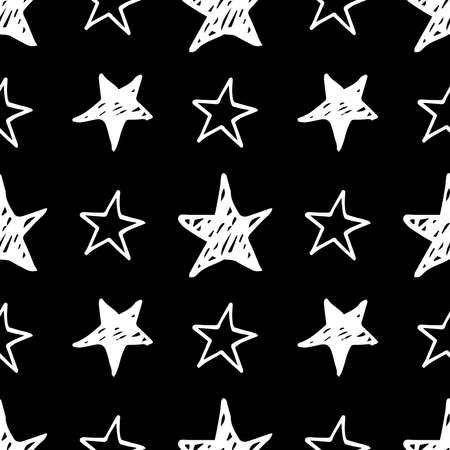 Seamless star pattern. Hand drawn sketch starsのイラスト素材