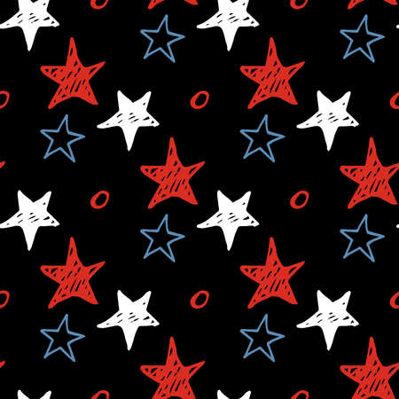 Seamless star pattern. Hand drawn sketch starsのイラスト素材