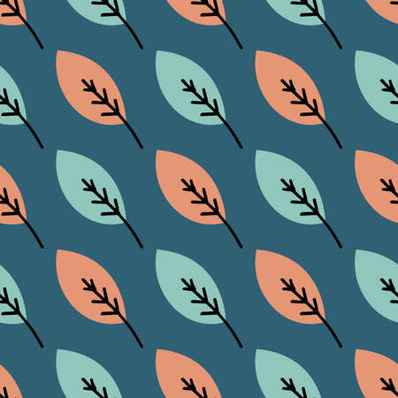 Seamless plant leaves pattern. Vector hand drawn illustration, autumn themeのイラスト素材