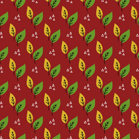 Seamless plant leaves pattern. Vector hand drawn illustration, autumn themeのイラスト素材