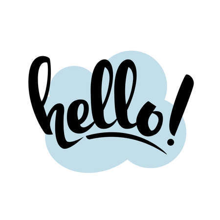Handwritten lettering Hello. Vector hand drawn textのイラスト素材