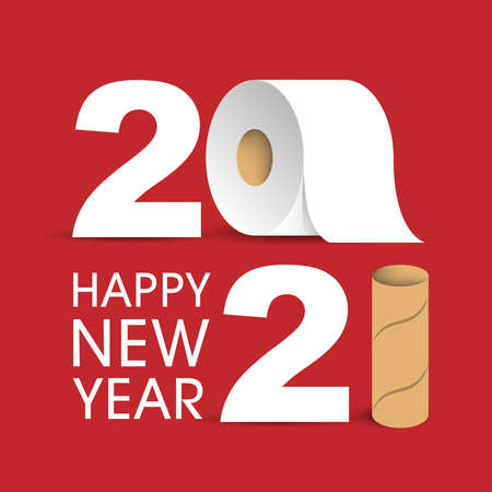 Happy new year 2021 inscription. Numbers with toilet paperのイラスト素材