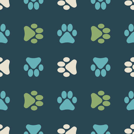 Seamless pattern with animal footprints. Background with footprints of a cat or dogのイラスト素材