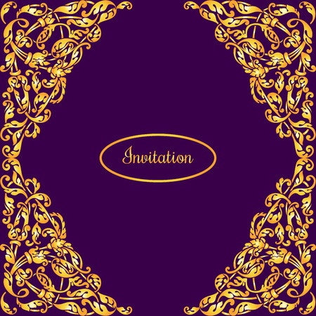 template with vintage gold luxury ornament and place for text.Design elements can be used at invitations, greeting cards,backgrounds.のイラスト素材