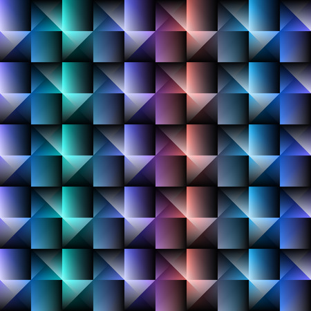 3d square mosaic seamless pattern. Vintage colorful texture with rainbow colors. Vector illustration.のイラスト素材