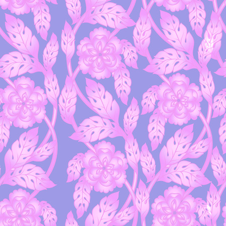 Vector seamless background with floral branches. Intricate ornament made of twisted flowersのイラスト素材