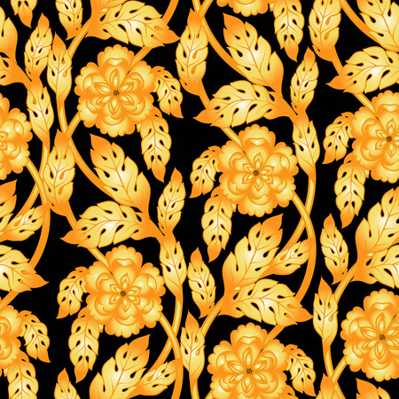 Vector seamless background with floral branches. Intricate ornament made of twisted flowersのイラスト素材