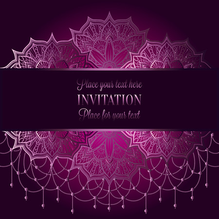 Wedding invitation or card , intricate mandala with beads background. Pink shades, Islam, Arabic, Indian, Dubaiのイラスト素材