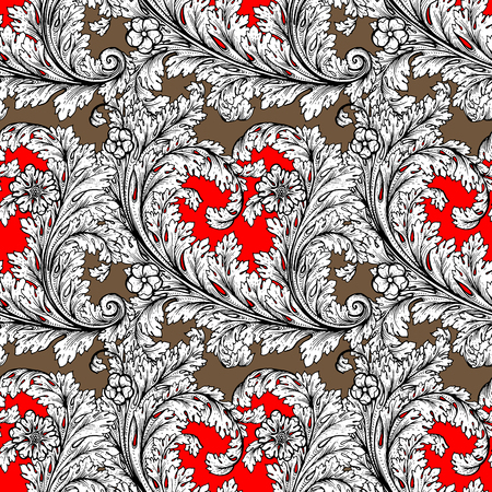 Vector baroque seamless pattern element. Classical luxury old fashioned damask ornament, royal victorian seamless texture for wallpapers, textile, wrapping. Exquisite floral baroque tracery.のイラスト素材