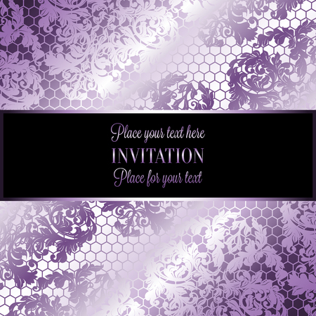 Baroque background with antique, luxury silver lace and metal gold vintage frame, victorian banner,damask intricate wallpaper ornaments, invitation card, baroque style booklet, lace decoration,textileのイラスト素材