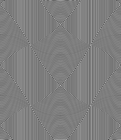Optical illusion art abstract background. Black and white monochrome geometrical hypnotic seamless patternのイラスト素材