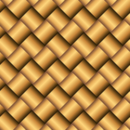 Vector metal gold texture. Golden abstract background with square details. Seamless pattern with golden tiles , shiny and volume effectのイラスト素材