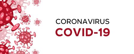 Cartoon concept coronavirus red COVID-19 nCov 2019 virus vector illustrationのイラスト素材