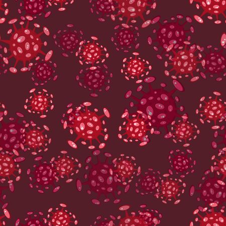 Seamless pattern Cartoon concept coronavirus COVID-19 nCov 2019 virus vector illustrationのイラスト素材