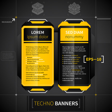Two vertical banners in techno style. Useful for web design or advertising.のイラスト素材