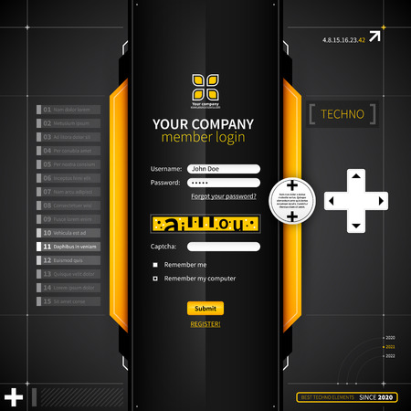 Login form in techno style. のイラスト素材